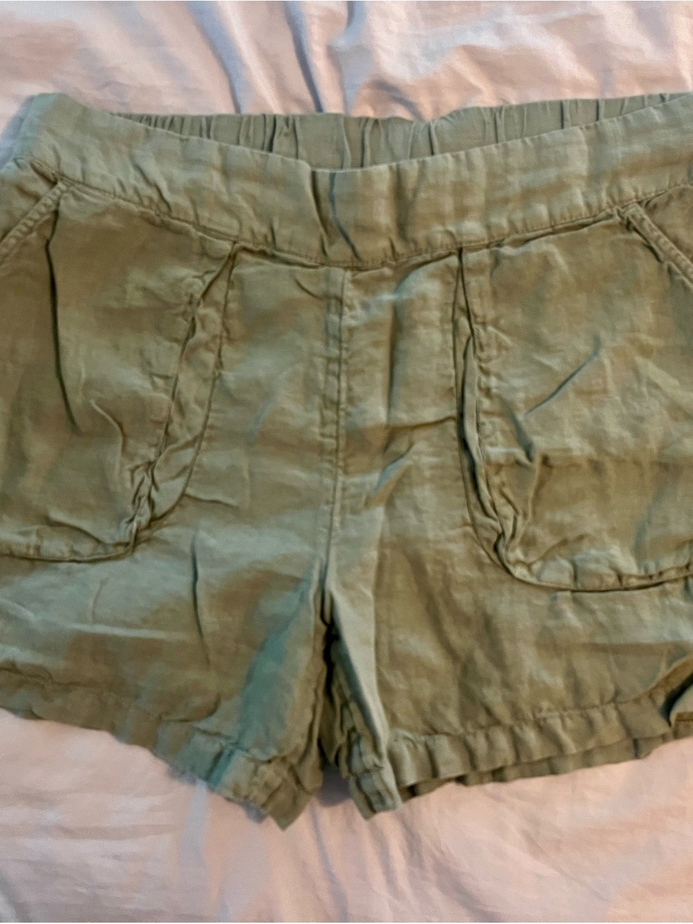 Vineyard Vines Olive Green High-Waist Linen Shorts